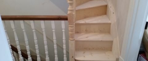The staircase is fitted