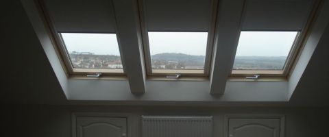 Centre pivot Velux window in a loft conversion